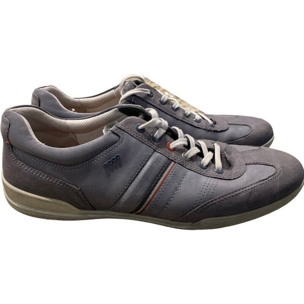 ECCO Size 10 EU 44 Sneaker Gray Leather Men Lace Up Medium Enrico Retro Nubuck